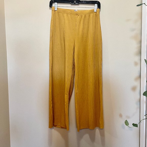 LIRA Clothing Yellow Rib Knit Wide Leg Pants - Picture 2 of 4